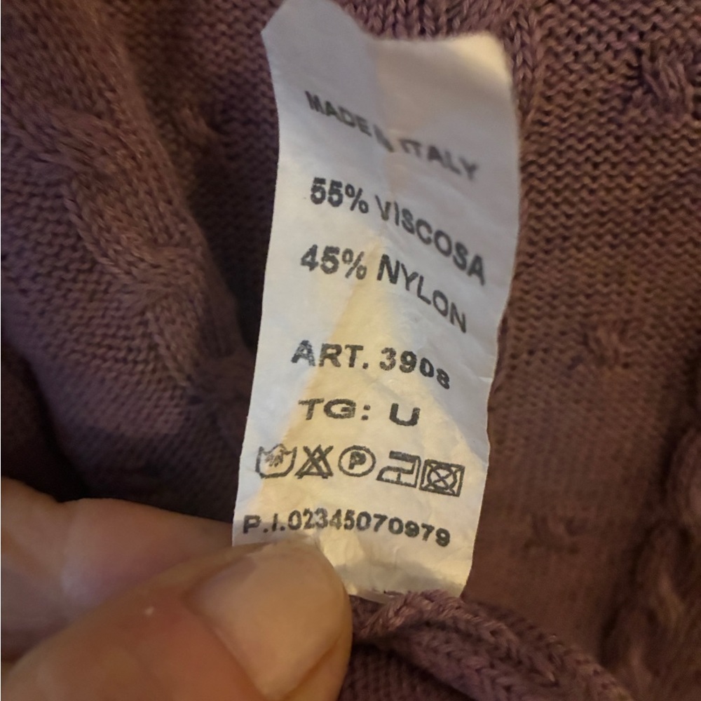 NWT Cobblestone Purple Cable Knit V-Neck Sweater Vest Size Large Made in Italy - Picture 4 of 6